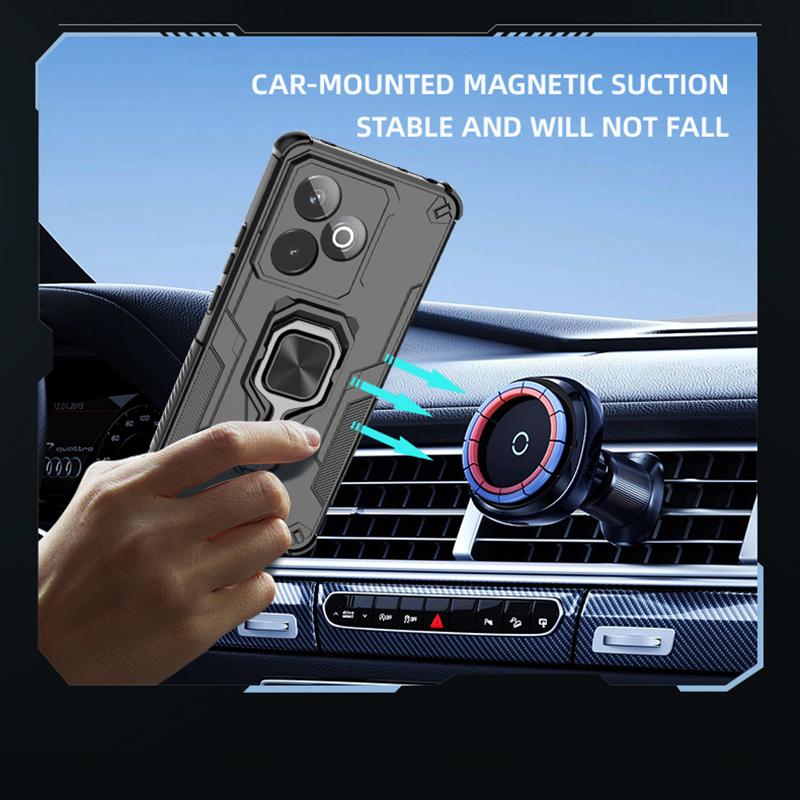 KEYSION Shockproof Armor Case for Realme GT 7 7T Silicone+PC Upright Metal Live Ring Stand Phone Cover for OPPO Realme GT 7T 5G