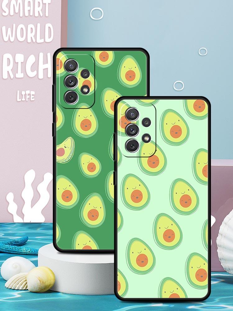 Cute Avocado Phone Case for Samsung Galaxy A55 A35 A17 A07 A15 A13 A25 A51 A71 A72 A73 A32 A52 A52S A41 5G Soft TPU Shell Fundas