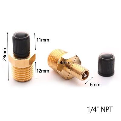 1/4 Npt 1/8 Npt Air Compressor Tanks Fill Valve Anti-Corrosion Brass Schrader Valve (M) Auto Tire Valve Core Inflator Connector