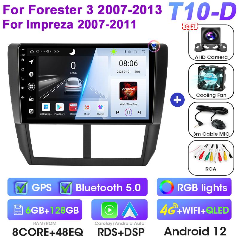Android 12 Car Radio For TSubaru Forester 3 SH 2007-2013 For Impreza GH 2 Din Carplay Auto Intelligent Systems Smart Autoradio