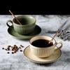 Oeny Vintage Ceramic Latte Coffee Cup with Saucer & Spoon