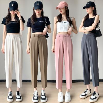 Pants Women's Summer Thin Section Small Casual Nine-point Harem Pants Elastic Waist Pants Cigarette Pants
