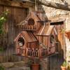 Handmade Wooden Bird House Multiple Holes Bird Feeder Weather Resistant Outdoor Birdhouse  Backyard