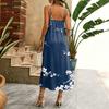 Women Sleeveless Maxi Dress Spaghetti Strap Floral Geometric Print Long Dress Casual Summer Vacation Beachwear