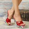 Fashion Summer Clear PVC 14cm Thick High Heel Platform Slippers - Women's Fashion Sexy Party Dress Sandals with Waterproof Base
