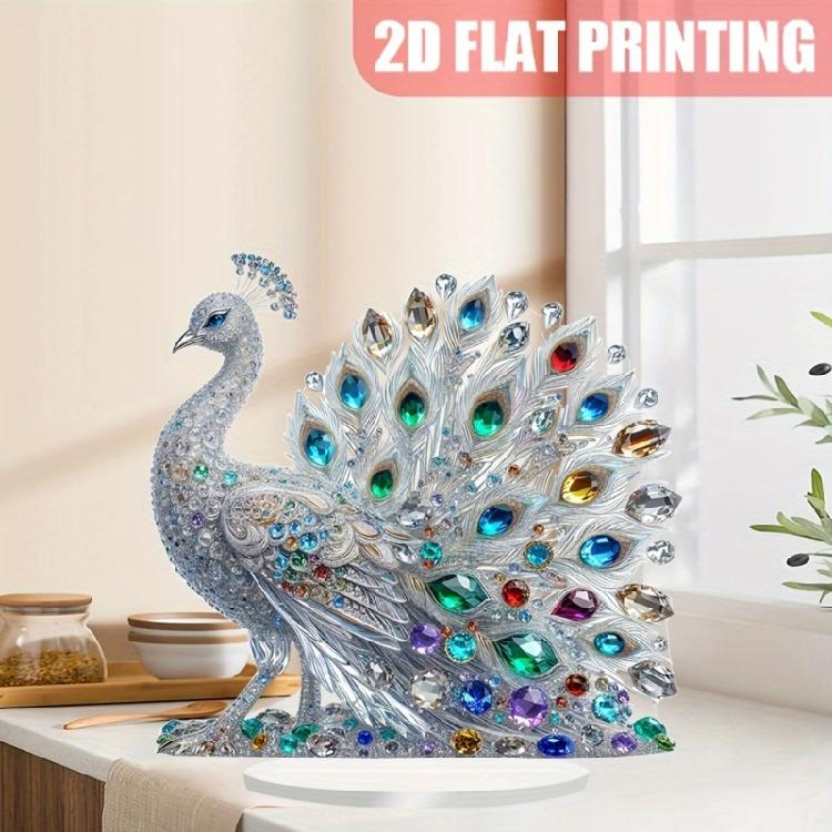 Acrylic Peacocks Statue Figurines Table Centerpieces Animal Figurines Sculptures Table Ornament for Home Office Decors