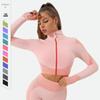 Women's Striped Long Sleeve Yoga Suit - Quick Dry Colorblock Jacket & Crop Top