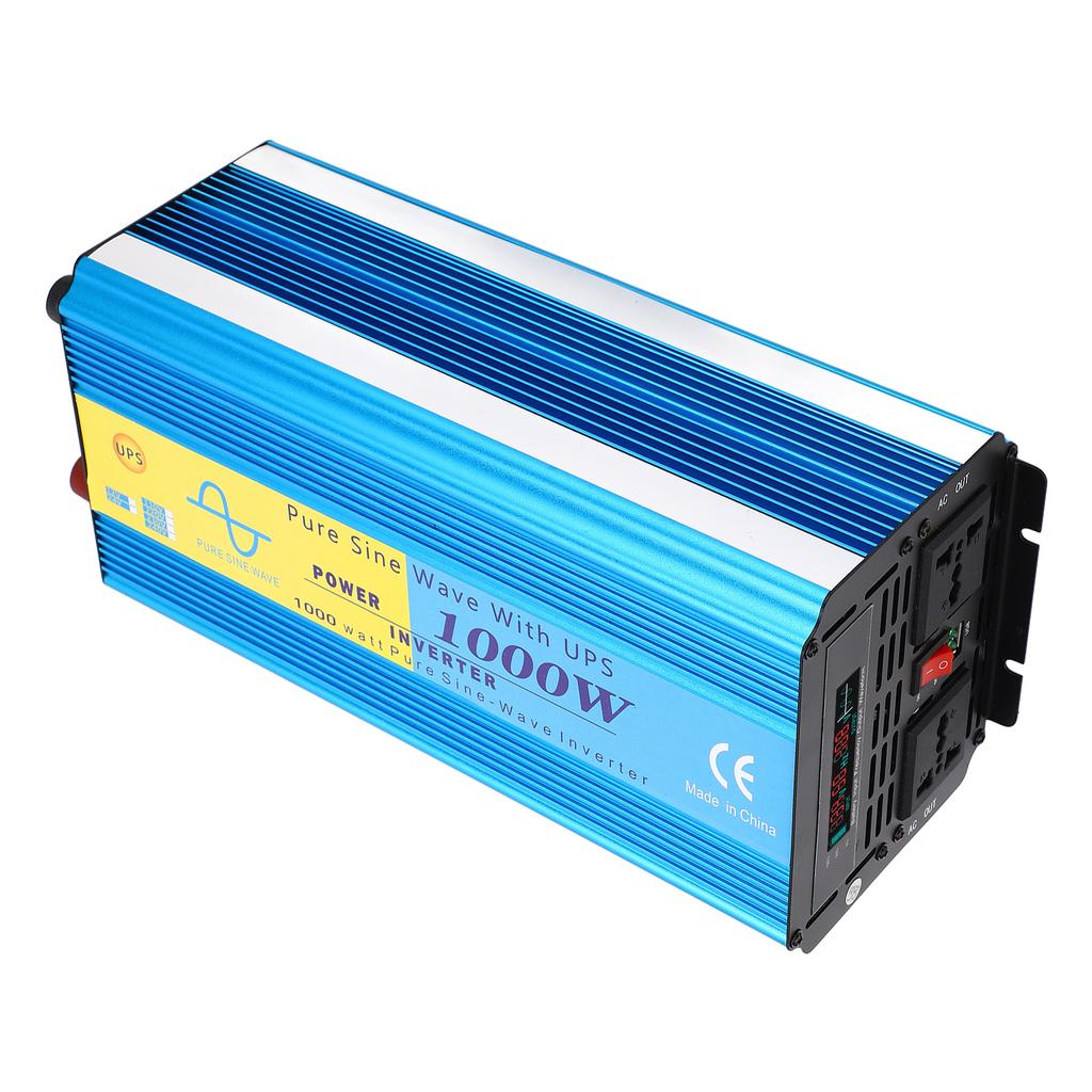 1000W Pure Sine Wave UPS Inverter 2000W Peaking 5V 2.1A USB Port Stable LCD Car Inverter US Plug AC110V