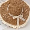 Stylish Summer Wide Brims Straw Hat With Pineapple Lace Bowknot For Women Breathable Outdoor Beach Sun Protection