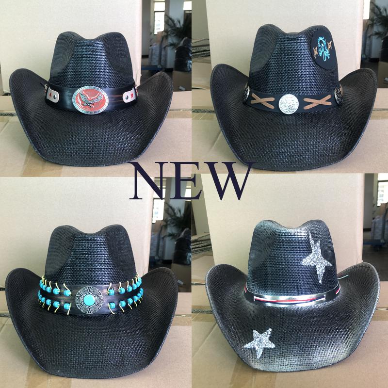 Freedom Outdoors Women's Black Cowboy Hat Eagle Accessories Thickened Summer Cowboy Hat Sun Hat 2025 New Knight Hat Cowboy Men And 56-58Cm