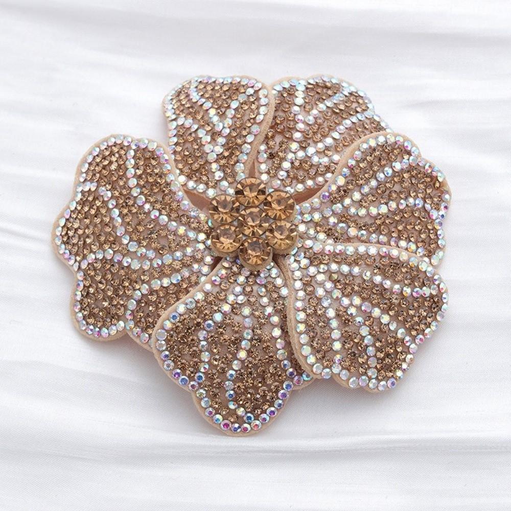 DIY Craft Rhinestone Flower Patches Sparkling Rose Brooch Fabrics Sew-On Applique  Sewing Supplies