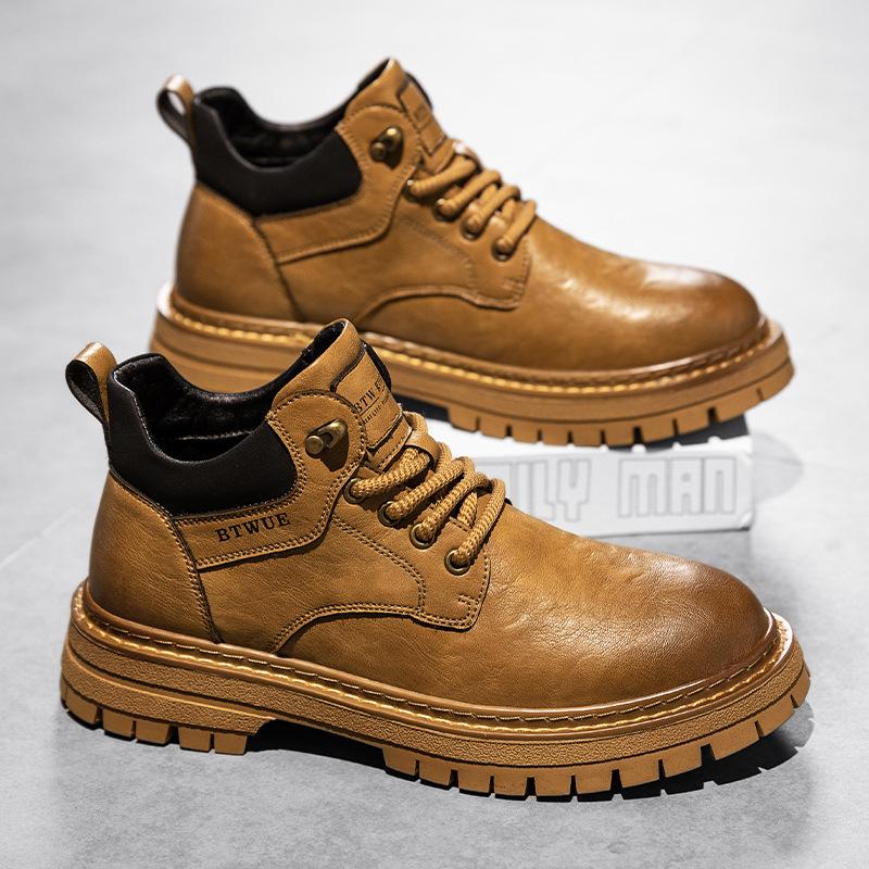 Martin Boots Men's Autumn and Winter Locomotive Low-top Leather Short Boots British Style Men's Medium-top Sports and Leisure Men's Shoes
