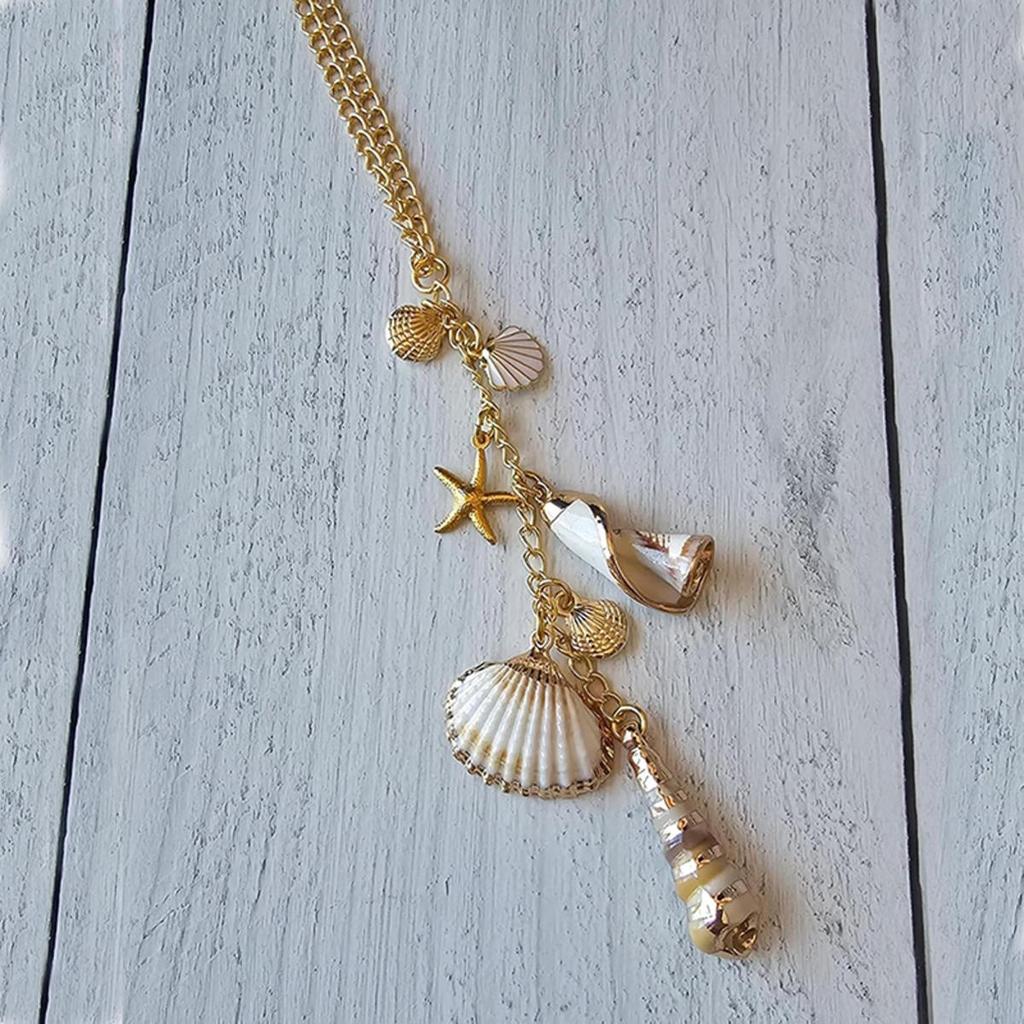 Sea Shells Car Decor Cute Coastal Hanging Charm for Rear View Mirror Boho Beach Themed Car Accessories Starfish Conchas Ornament Pendant