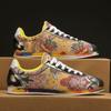 Men Casual Shoes New 2025 Men's Yellow Sneakers Fashion Graffiti Printed Fabric Men Sneakers Comfort Lightweight Flats Shoes