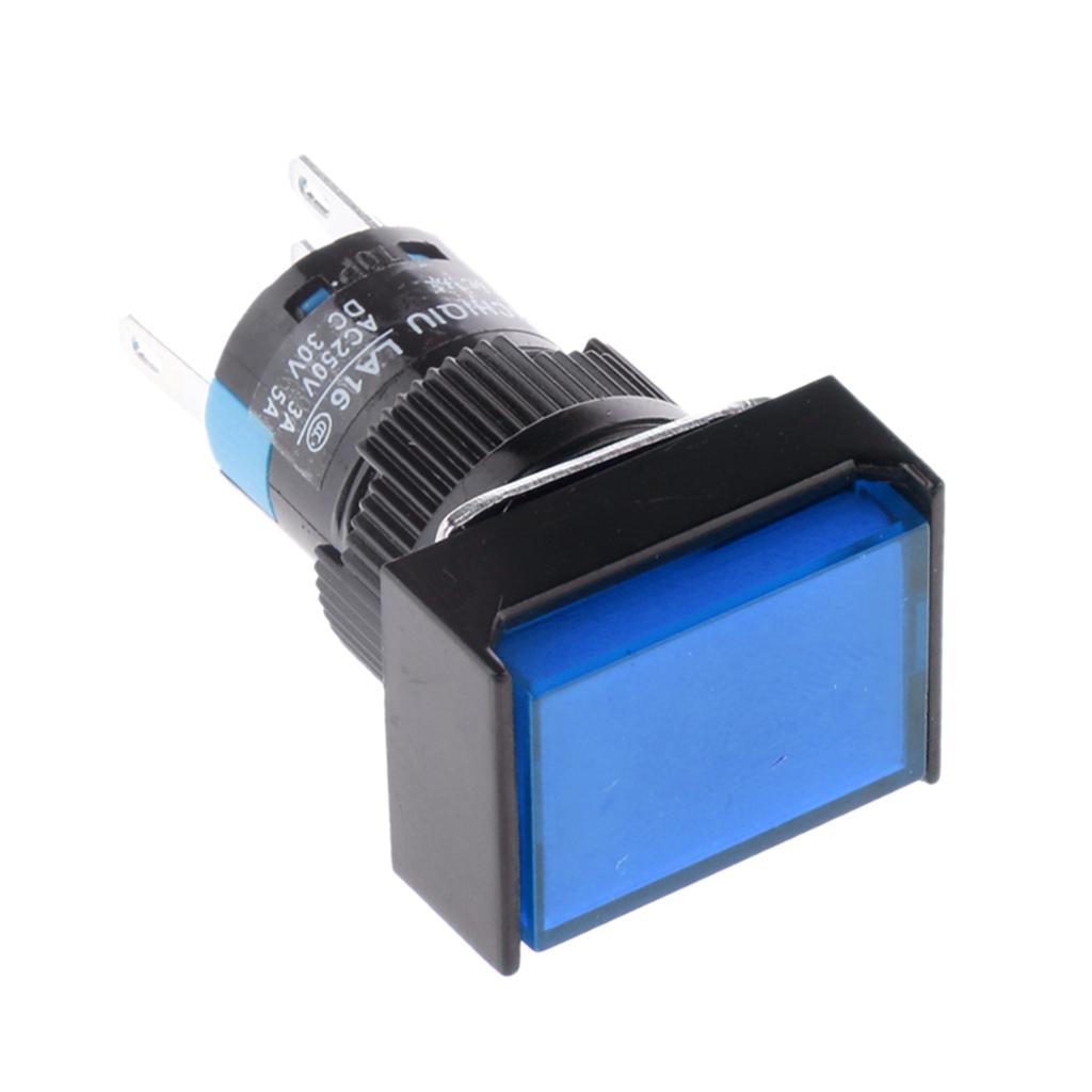 16mm Rectangle Self- Push Button Electric Circuit Switch 250V 3A