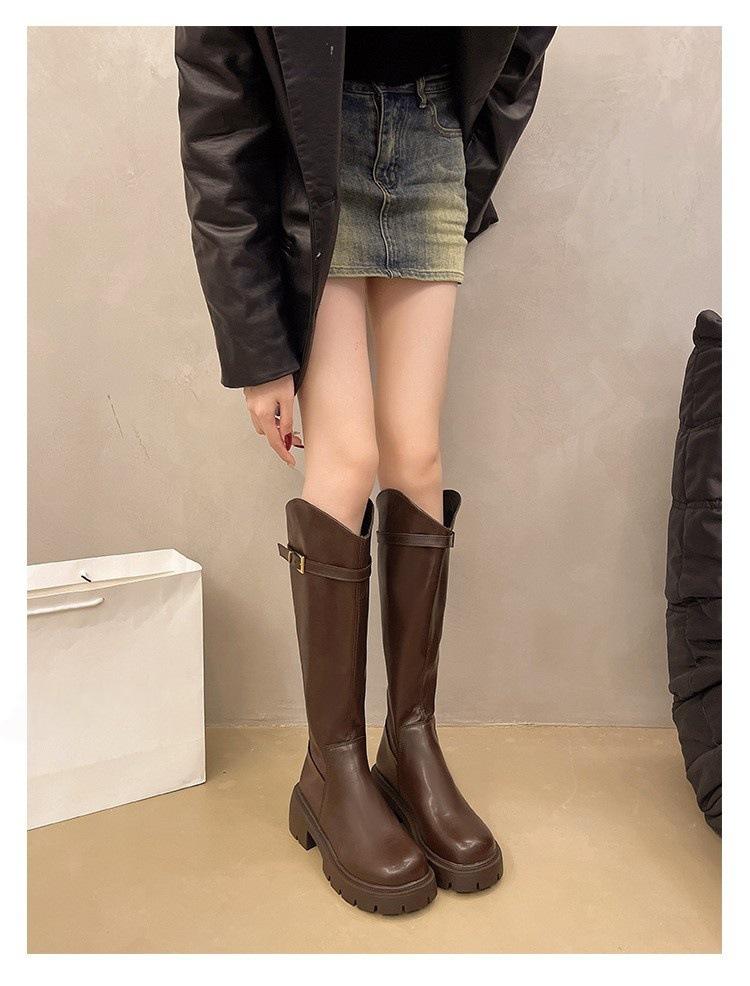 Fashion Boots Autumn Coarse Heel High Boots Skinny Advanced Knight Boots