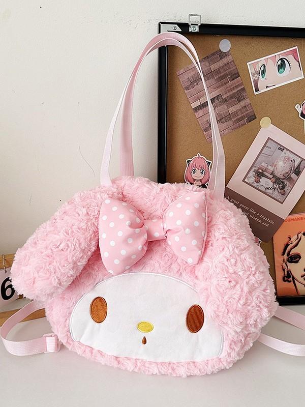 My Melody Plush Tote Bag With Zipper Closure For Daily Use And Fashion Accessory