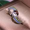New Creative Rose Gold Two-Tone Elf Ball Zircon Ring For Women Wedding Party Engagement Jewelry Gift