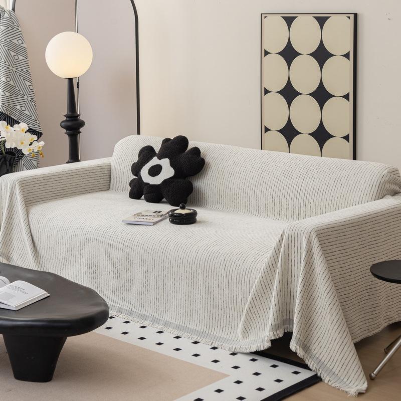 Stripe Elegant Sofa Towel Universal Chenille One Piece Couch Cover Throw Blanket Recliner Armchair Furniture Protector