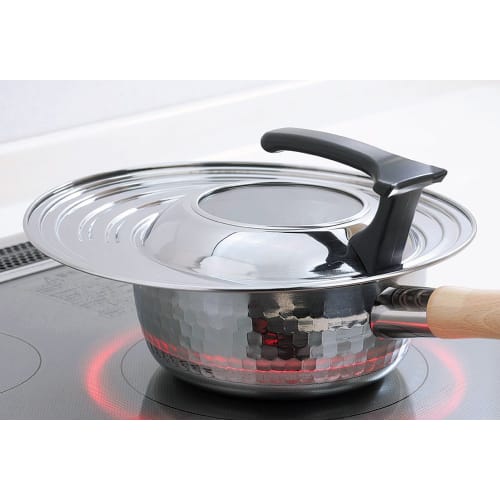 Shimomura Kihan Frying Pan Lid with Window [Made in Japan] Fits 18-26cm Frying Pans, Includes Stand, See-Through, Stainless Steel, Rust-Resistant, Tsu