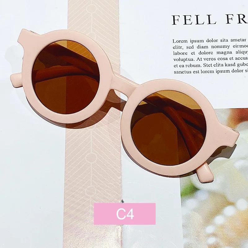 Fashion Children'S Color Round Frame Light Pc Cute Small Face Sunglasses New Kids Outdoor Protective Sun Glasses Uv400 Eyewear