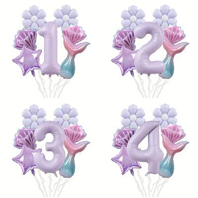 Mermaid Theme Balloon Set, Fish Tail Shell Shape 40-inch Digital Aluminum Film Birthday Party Decoration Props