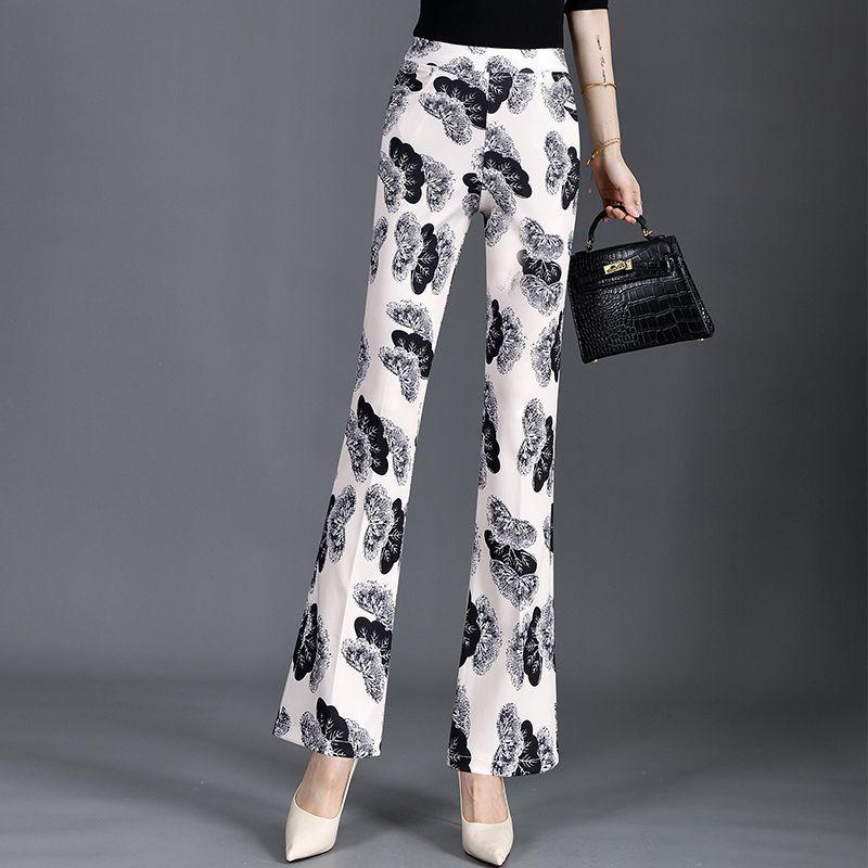 Elastic Waist Plaid Micro Flare Pants - Slimming Bodycon Stretchy Women's Fashion for Summer 2025.