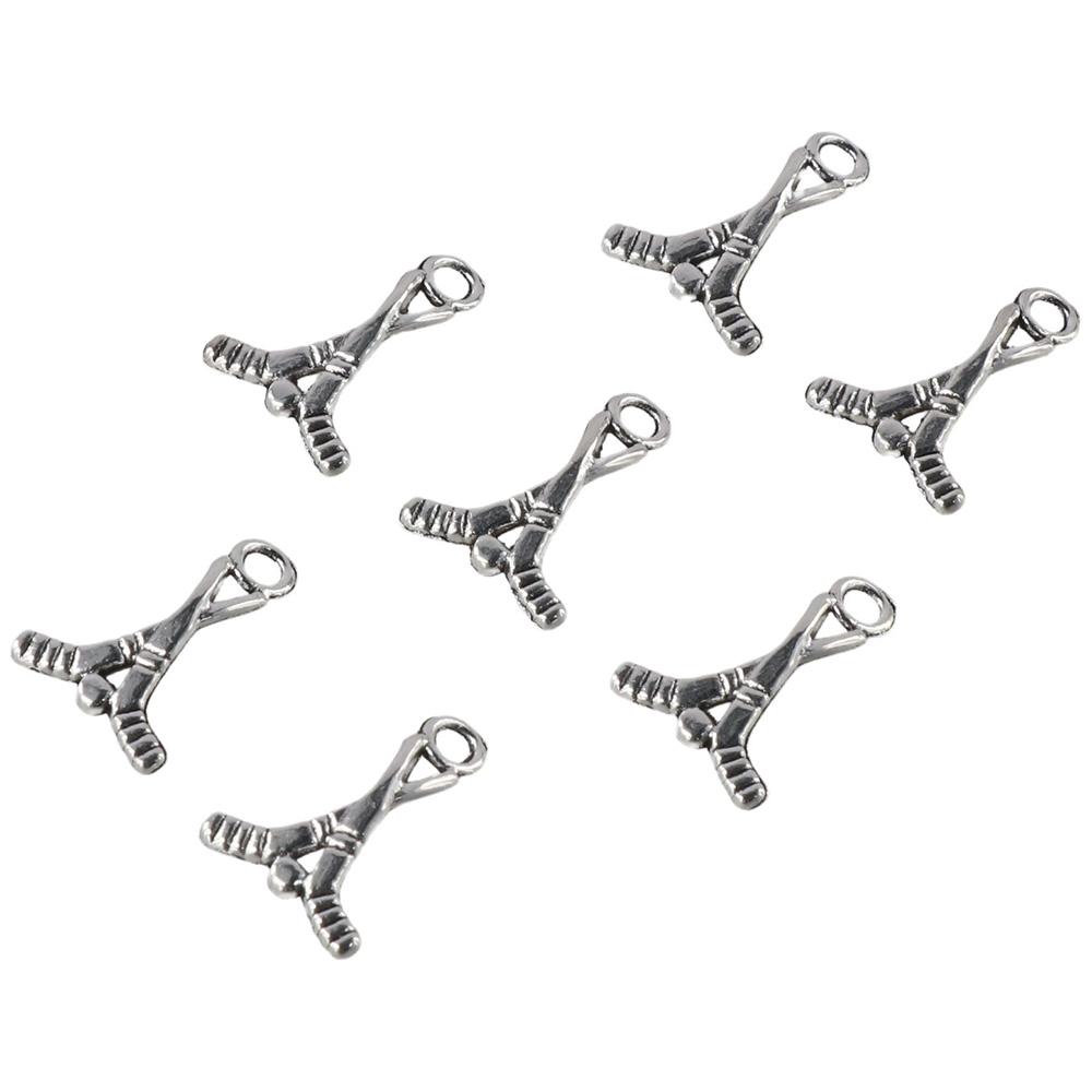 100pcs Bracelet Alloy Ball Ice Hockey Silver Sports Hockey Stick Jewelry Making