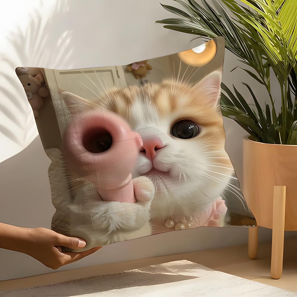 Cute funny internet meme cat Pillow Case Linen Cushion Covers For Decorative Sofa Home Pillows Case Car Chair Pillows Cases