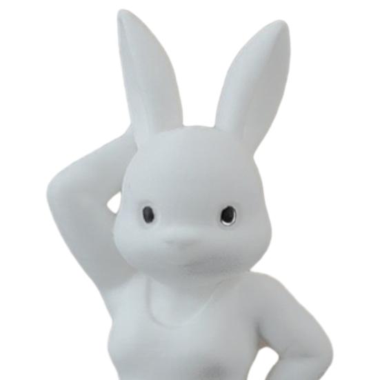 Easter Muscle Bunny Figurine Cute Mini 3D Printed Bunny Statue Collectible Rabbit Ornament for Spring Home Table Shelf Decor