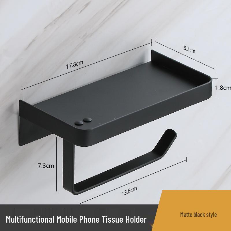 Stainless Steel Toilet Paper Holder with Phone Shelf, Punch-Free Installation for Home and Public Restrooms