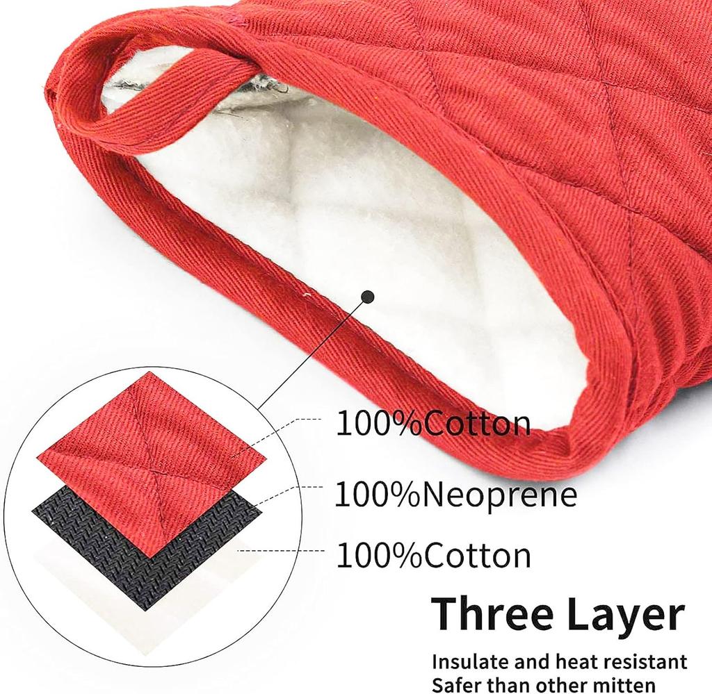Kitchen Oven Mitts High Heat Resistant Short Oven Gloves Anti-scald Non-Slip Grip Surfaces Hanging BQ Baking Cooking Anti Scald