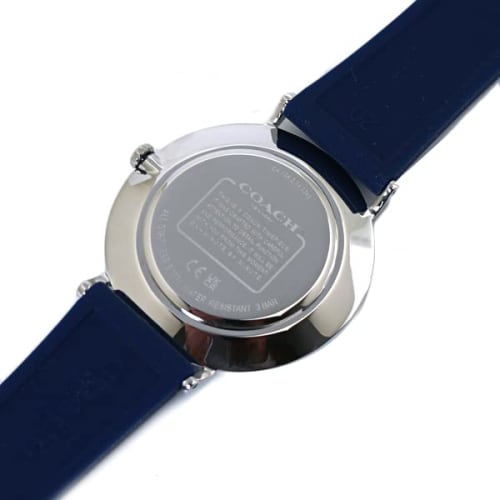 Coach Charles 41mm Men's Watch with Navy Dial, Silicone Rubber Strap, and Signature C (14602634)