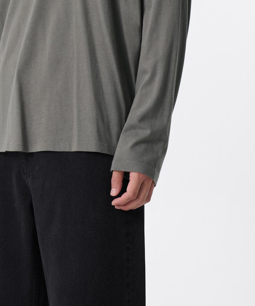 MUSINSA STANDARD Relaxed Cr Scoop Neck Long Sleeve T-Shirt [Khaki Gray]