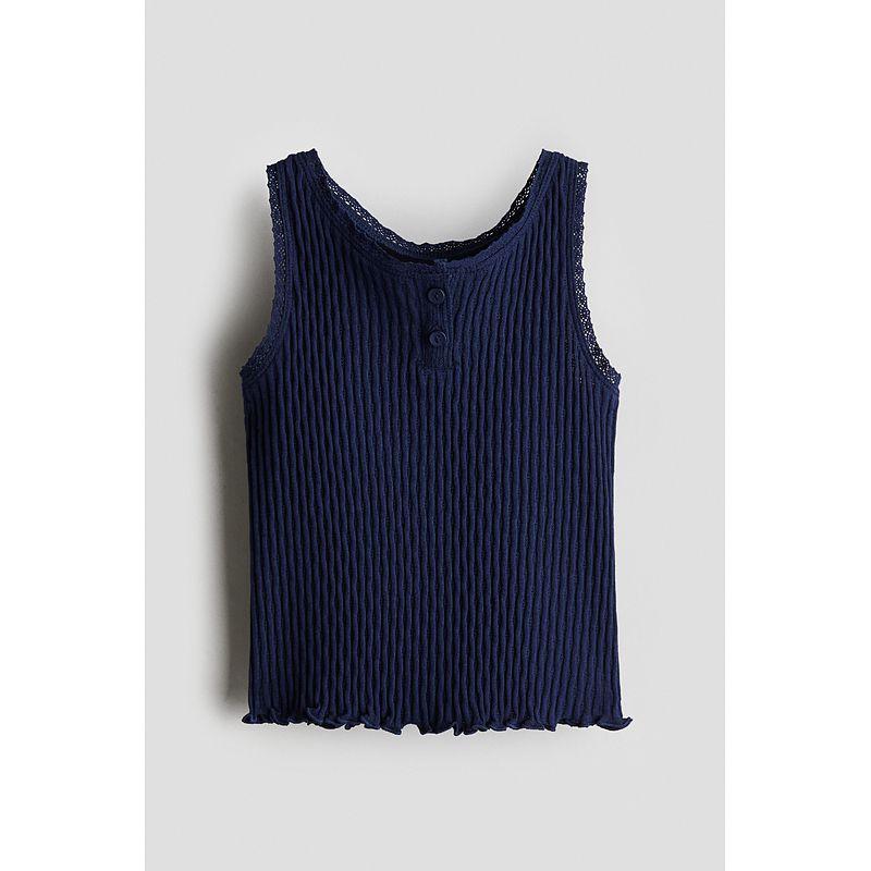 

HM Детская одежда для девочек Лето 2025 Новое поступление Сетчатый хлопковый жилет 1289518 Navy blue 130/64(6-8Y)