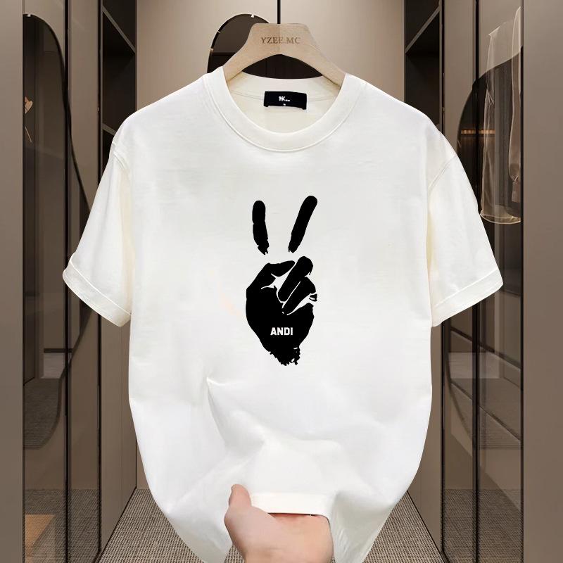 Cross-Border Exclusive Explosive Goods, Good Goods 100% Cotton Short-Sleeved T-Shirt Men'S Summer Tide Brand Trend Loose And Versatile Simple