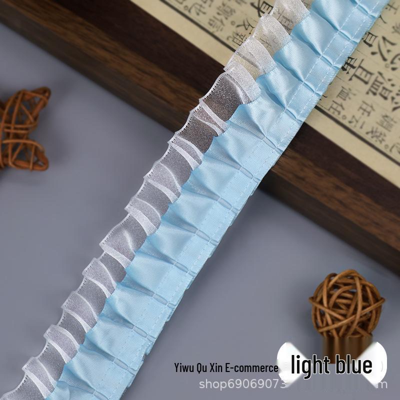 Doppellagiges 4 cm gefaltetes Polyester-Chiffon-Spitzenband mit Herzdesign