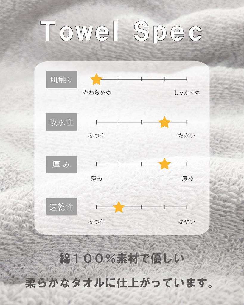 Imabari Bath Made In Certified 70 X Mimosa X Gray Towels, Large, 2-Piece Set, Thick, Large, Japan, Absorbent, 130cm, 100% Cotton, Reversible,