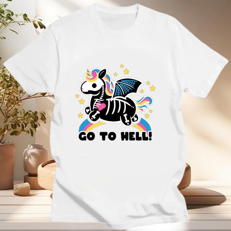 Halloween Skeleton Funny T Shirt Little Ghost Creative Gift Tshirts Casual Short Women Clothing Tees Tops Streetwear Vintage