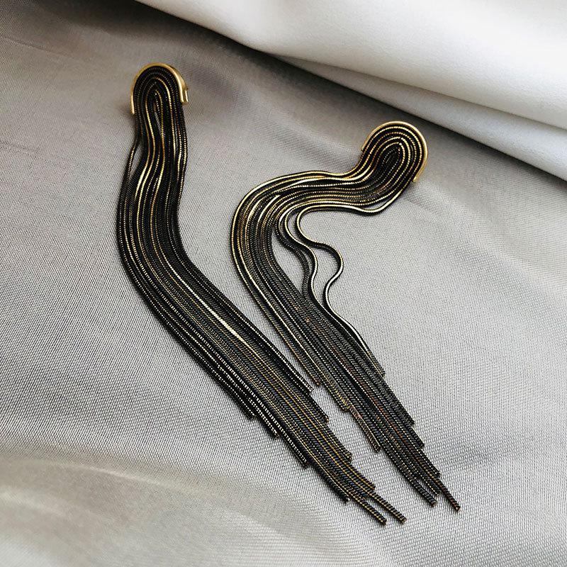 South Korea's New Long Tassel Earrings Fashion Vintage Trend Temperament Earrings Women Party Jewelry Accessories
