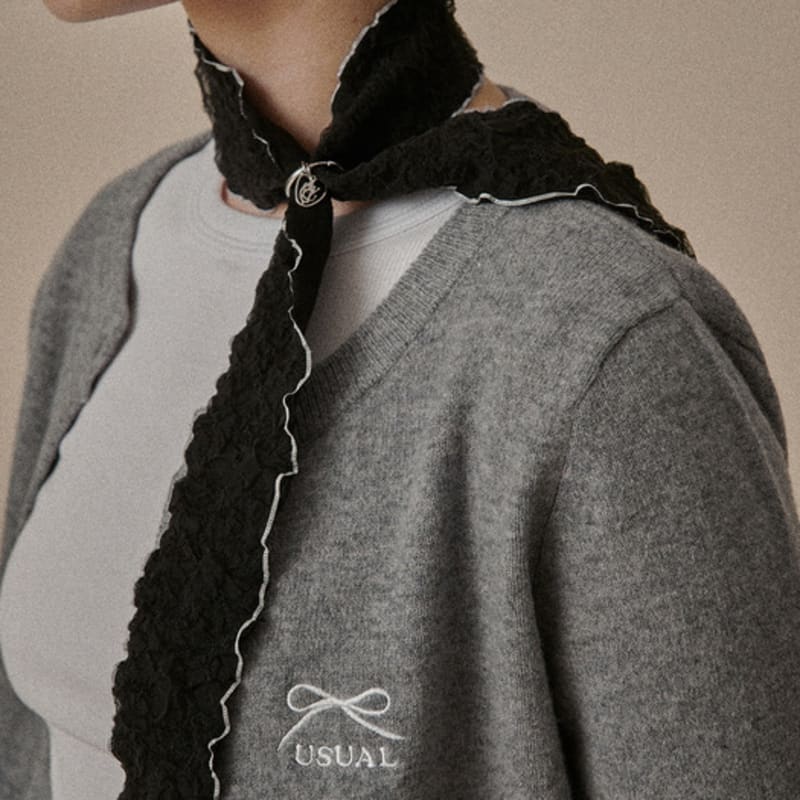 

OVT-U long lace scarf (3Colors) Black