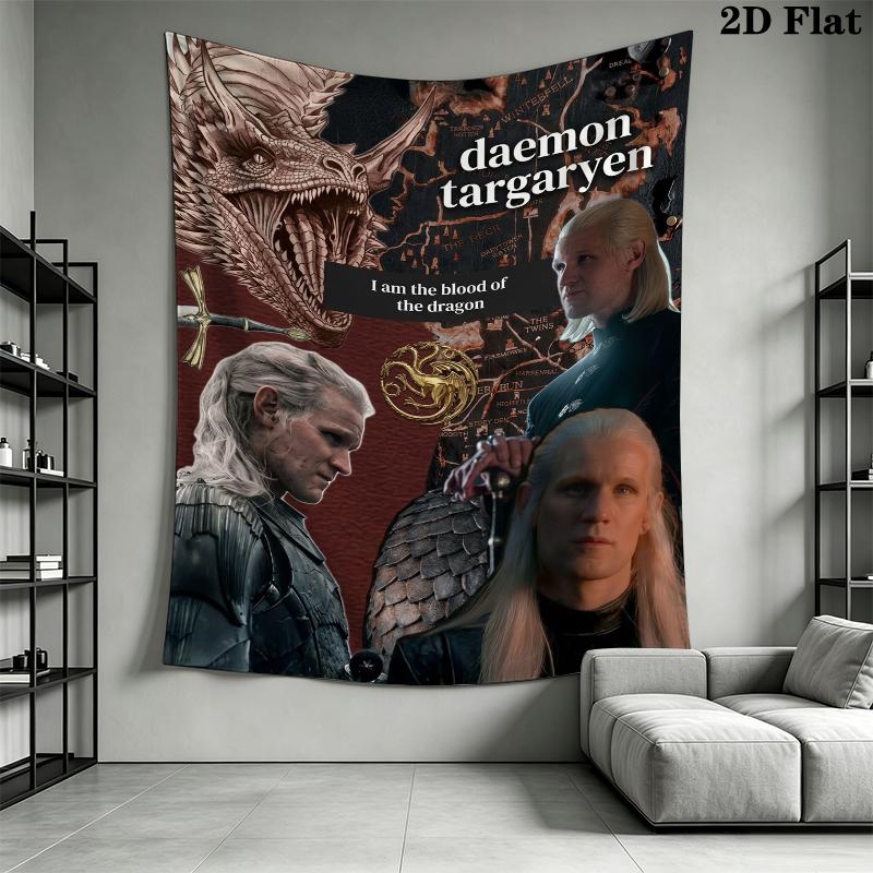 Tapiz de Pared de Daemon Targaryen Colgante de Pared Estético Manta de Tela Impresa Tapices Decorativos para Dormitorio Sala de Estar Decoración del Hogar
