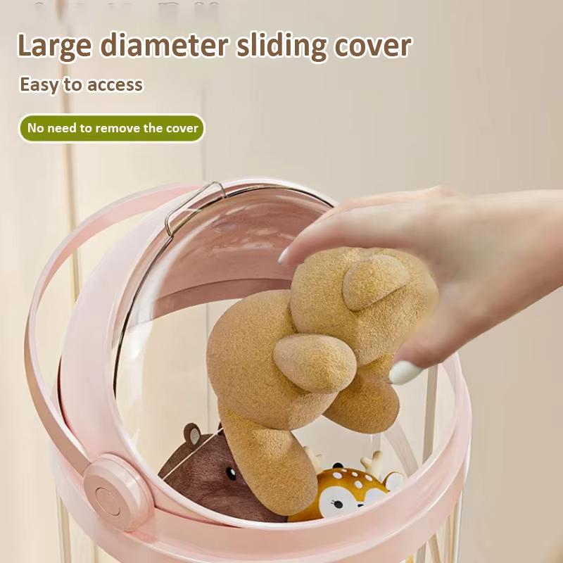 Doll Storage Box With Light Toys Organization Plush Toy Storage Tube Transparent Plastic Stuffed Storage Barrel Organizer Gifts