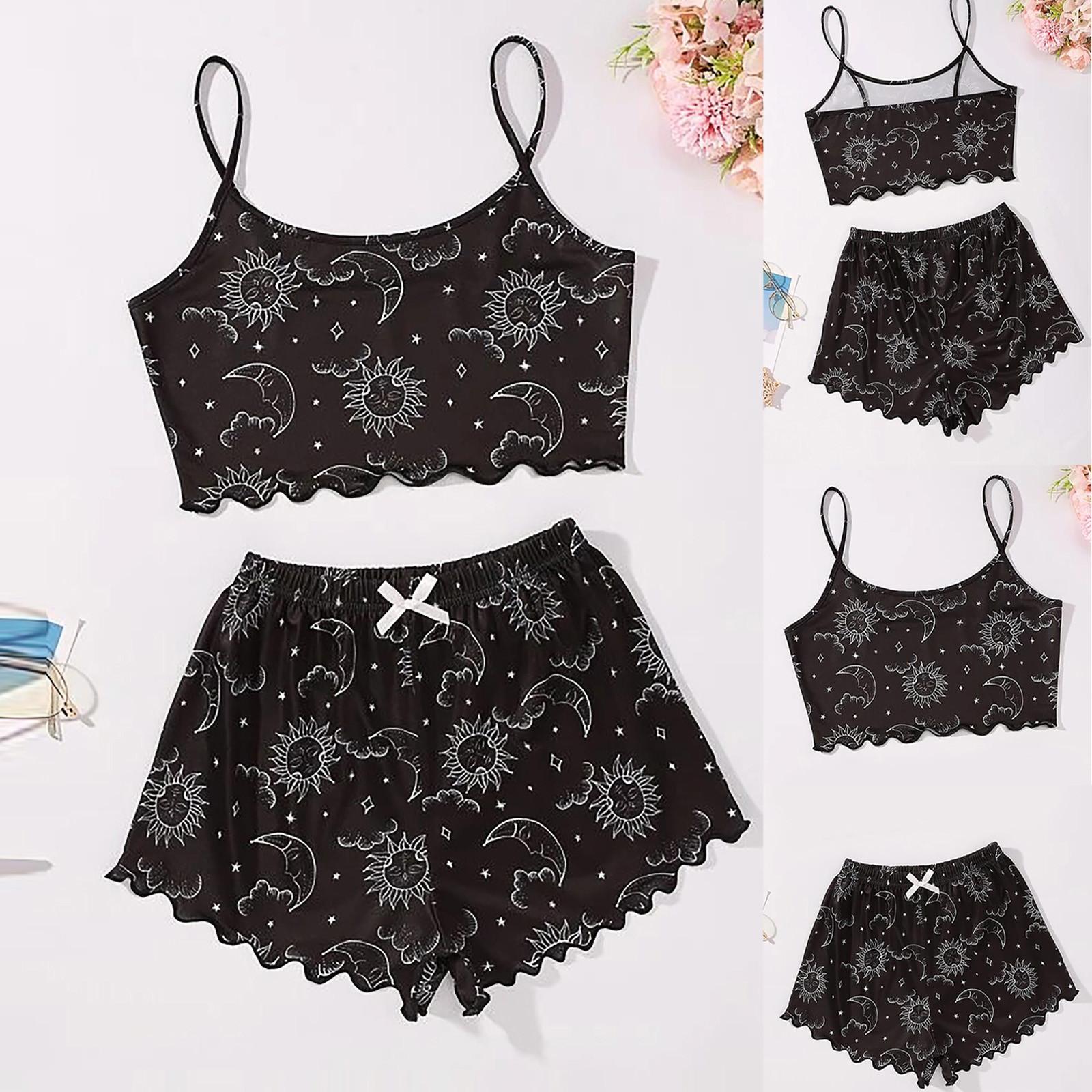 

(Куниде) Женские модные комплекты с принтом, одежда для дома, комплект для сна, топы + брюки