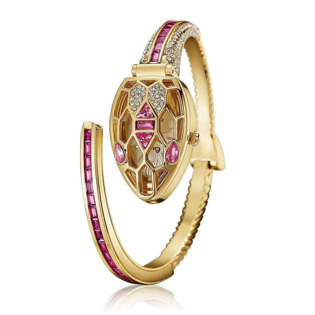 Bracciale Serpente Multicolore Orologio al Quarzo Incrostato di Diamanti Testa di Serpente Colorata Quadrante Nascosto Movimento al Quarzo Orologio da Donna