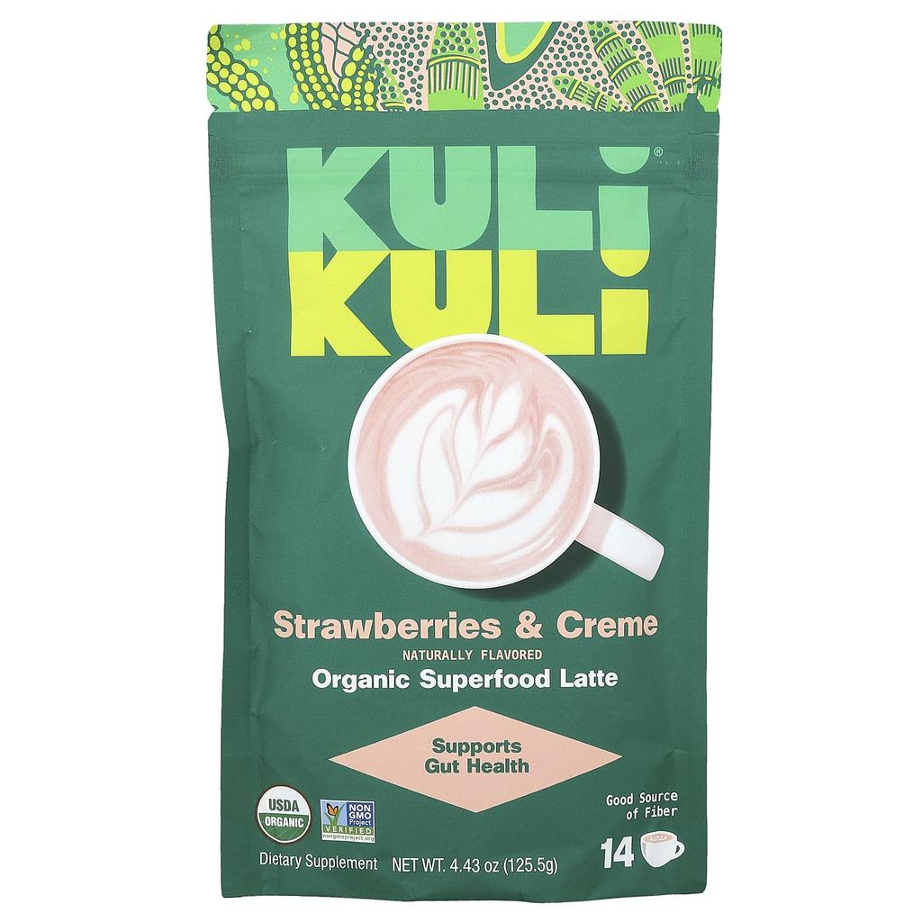 Kuli Kuli, Organic Superfood Latte, Strawberries & Cream, 4.43 Oz (125.5 G)