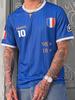 Frankreich Nationalmannschaft #10 Trikot Retro Blau Fußball T-Shirt, Gestreiftes Vintage Fußball Fan Top, 98 18 Sterne Edition, Y2K Streetwear