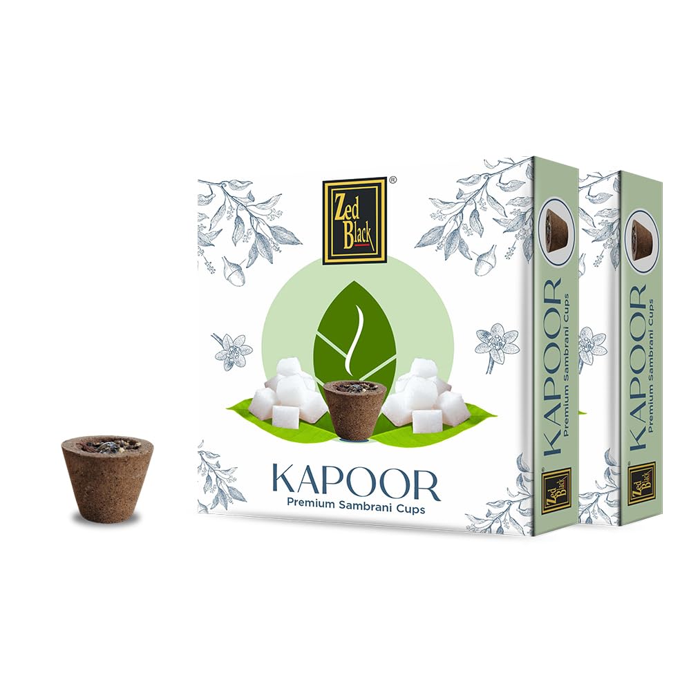 Zed Black Camphor Sambrani Dhoop Cups Pack Of 2 Long Lasting Fragrance Cups For Meditation Puja And Home Aromatherapy Use