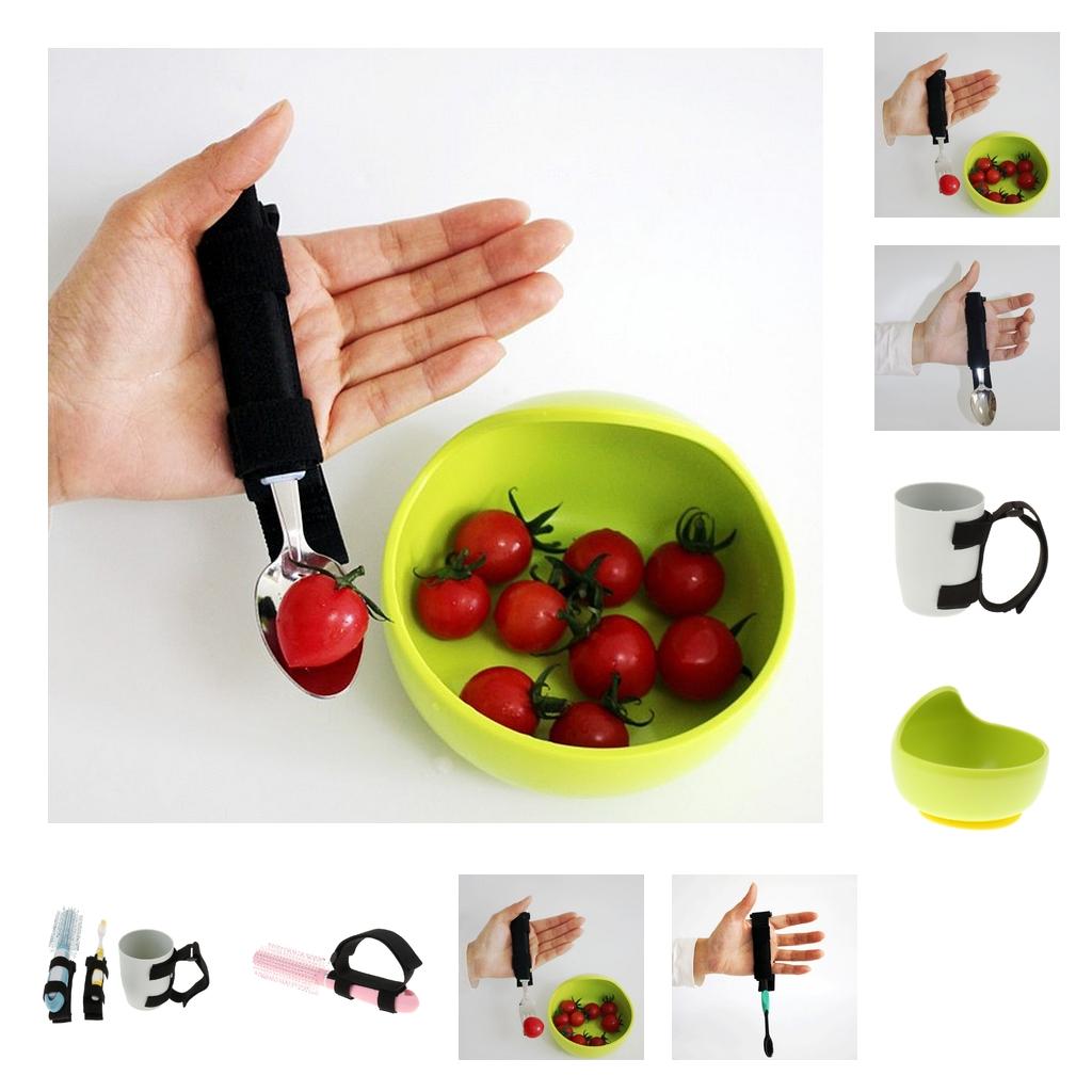 Adaptive Utensil Eating Aids Spoon Fork Bowl Comb Toothbrush with Hand Strap