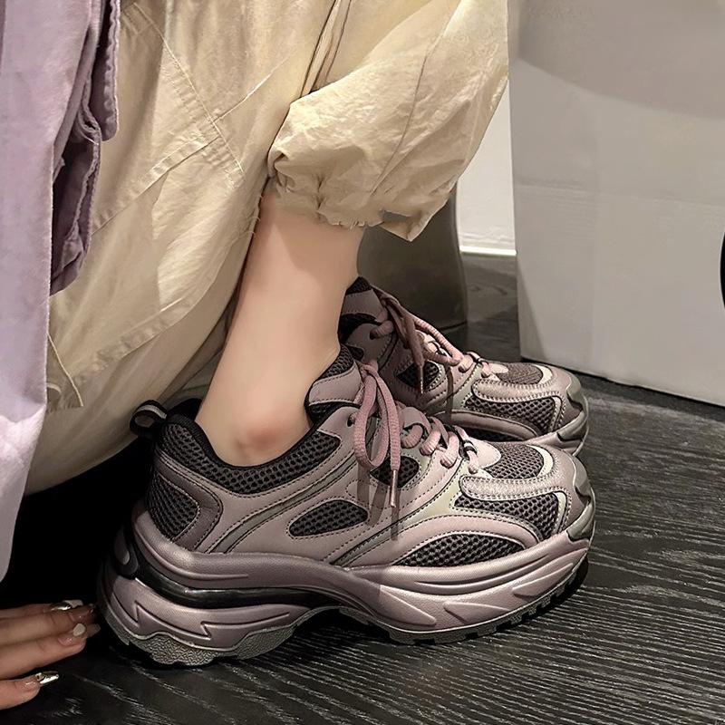 Leather Dad Shoes Women's Shoes Spring and Summer New Versatile Thick Heightening Casual Shoes Sports Shoes Women's